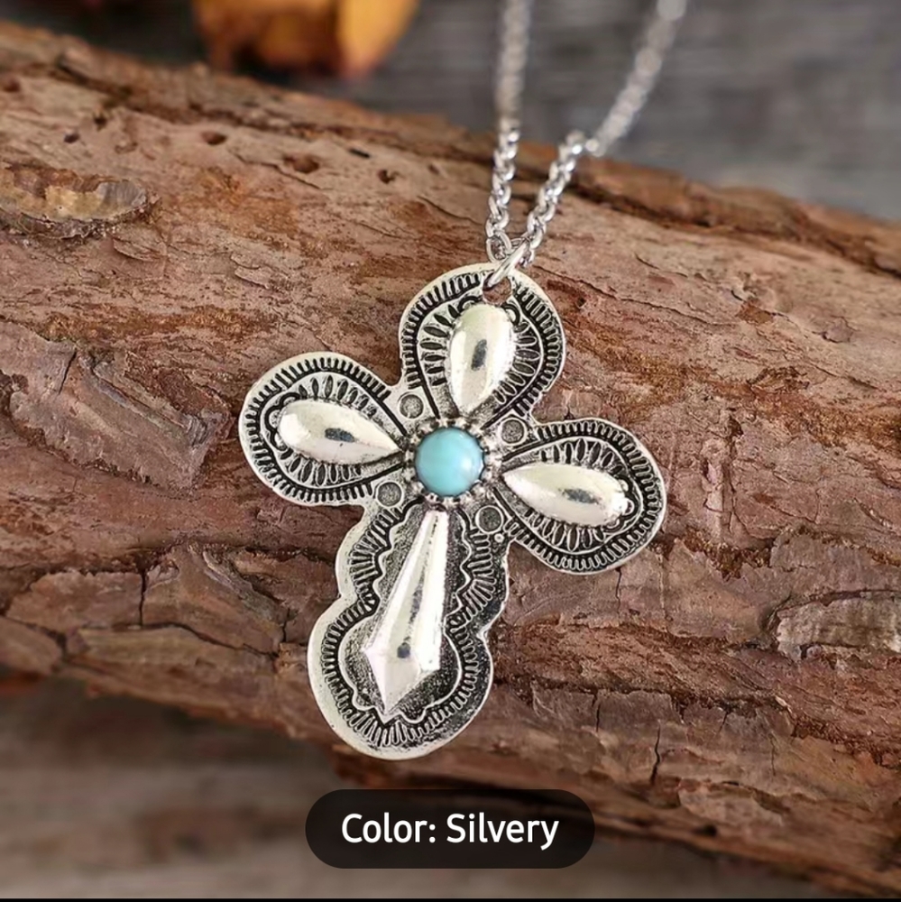 NWT Cross Pendent Turquoise Necklace